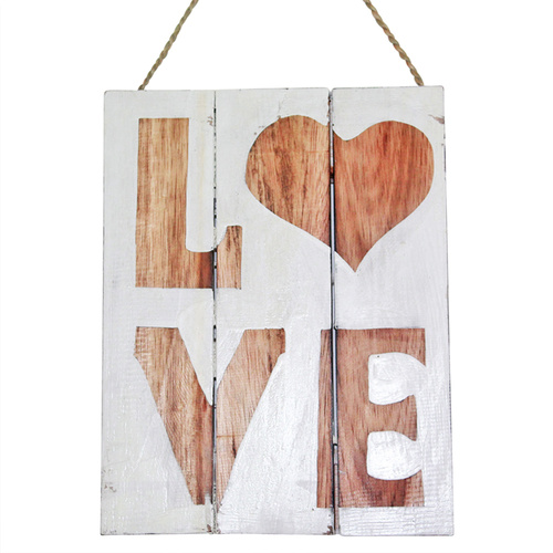 30cm x 24cm "Love" Wooden Hanging Sign, Shabby Chic, Beach House Style White