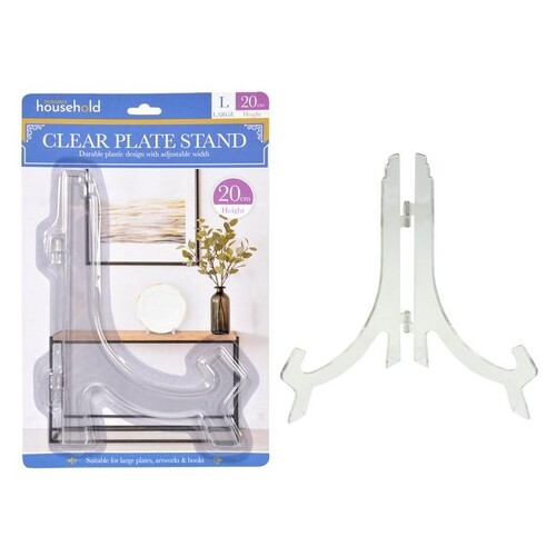 Clear Plate Stand Large Size 20cm Steel Pin Hinge For Extra Strength