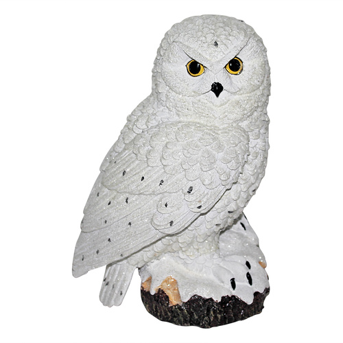 1pce 26cm Realistic Owl White Ornament with Glitter Snow Feature