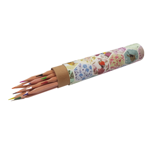 Pencils Pack Cylinder, Designer with Birds, Pretty for Gift, 19cm