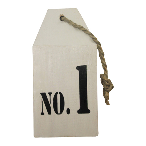 1pce Beach Themed Block with Number Good for House or Caf̩'s Size 9x9x18cm White Wash with Black No. 1