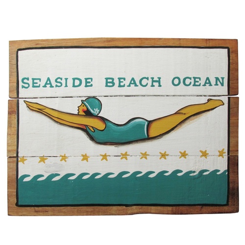 Seaside Beach Ocean Man Cave 40x31cm Wooden Hanging Sign Beach Theme