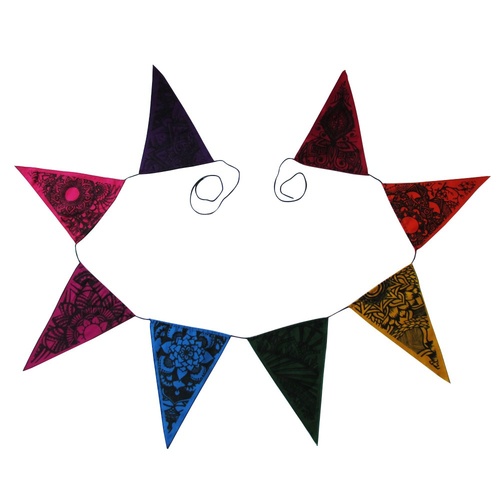 200cm Tropical Party Bunting in Bright Different Coloured Flags Fabric