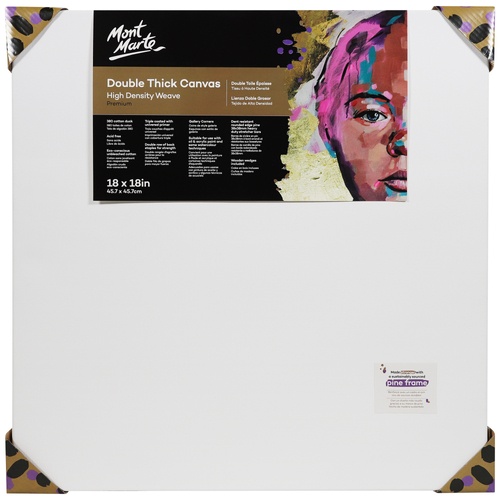 Mont Marte Canvas 45cm Square Double Thick Premium Stretched Frame 18x18in"
