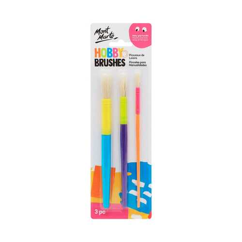 Mont Marte Hobby Brushes 3pce Kids Art and Craft Supplies  