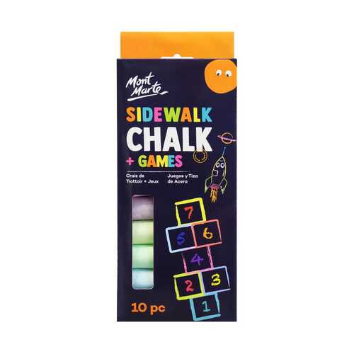 10pce Mont Marte Kids Colour Sidewalk Chalk with Games 