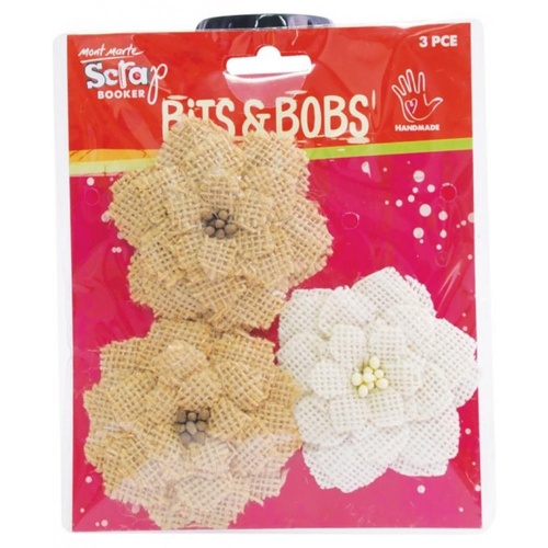 Mont Marte Scrapbooking Bits & Bobs - Dahlia Natural and Cream 3pce For Scrapbook Craft