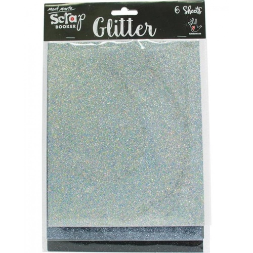 Mont Marte Scraping Glitter Sheet - Silver & Black 6pce Layer Pk