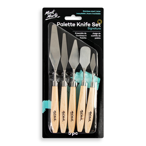 Mont Marte Studio Palette Knife Set 5pce, Stainless Steel, Flexible Blades for Painting