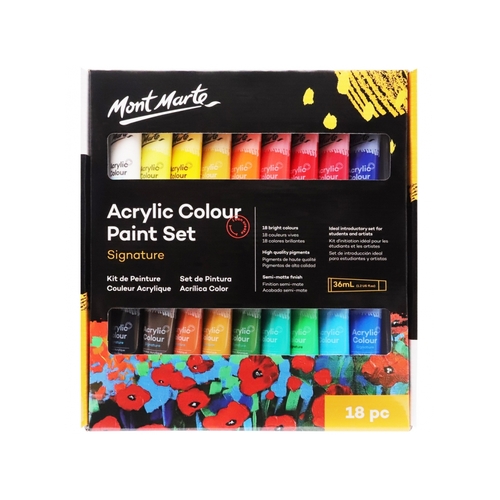 Mont Marte Studio Acrylic Paint Set 18pce x 36ml Excellent Range of Colours