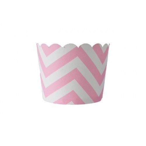 25pk Baking Cups Classic Chevron Design Fuchsia and White for Cup Cakes, etc