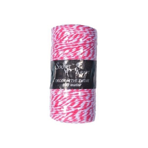 100m Hot Pink / White Coloured Bakers Twine on Spool 1.5mm Thick