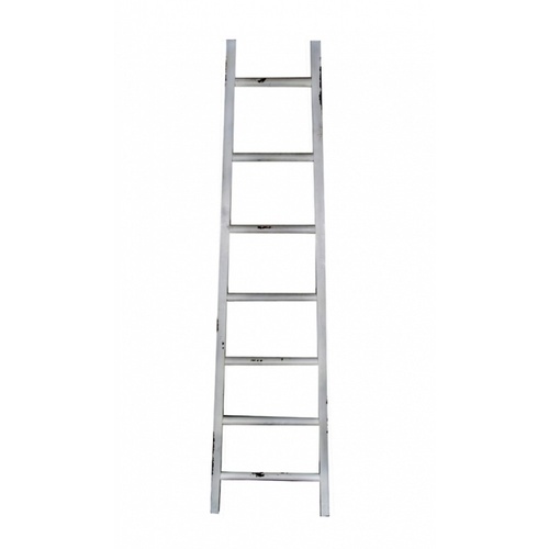 1pce Vintage Style Wooden Towel Ladder in White Wash Effect 150x40cm