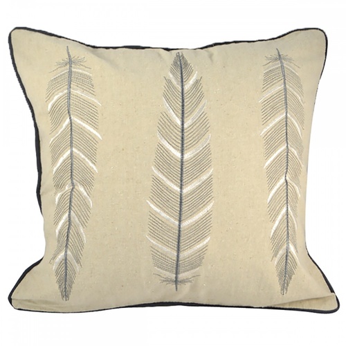 45cm Linen Embroidered Feather Cushion, Home Deco