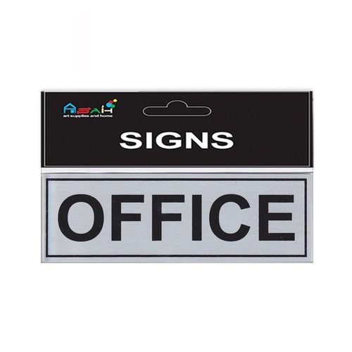 Office Steel Sign Black / Silver 18cm x 5.5cm