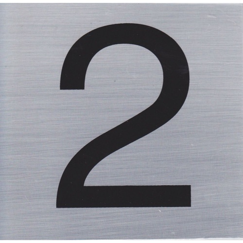 HOUSE NUMBER 2 10x10cm, Brush Stainless Steel Look - S009