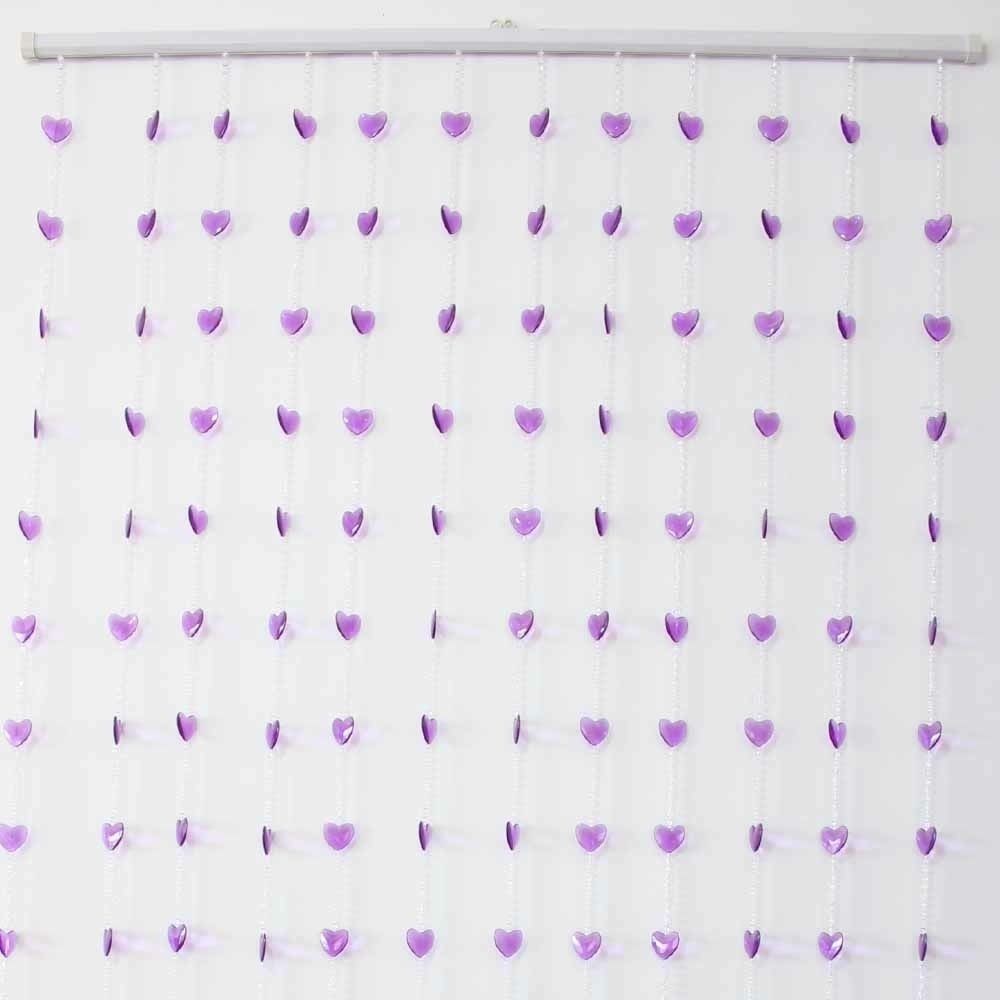 90x180cm Beaded Door Curtains Purple Heart Design Mq 041