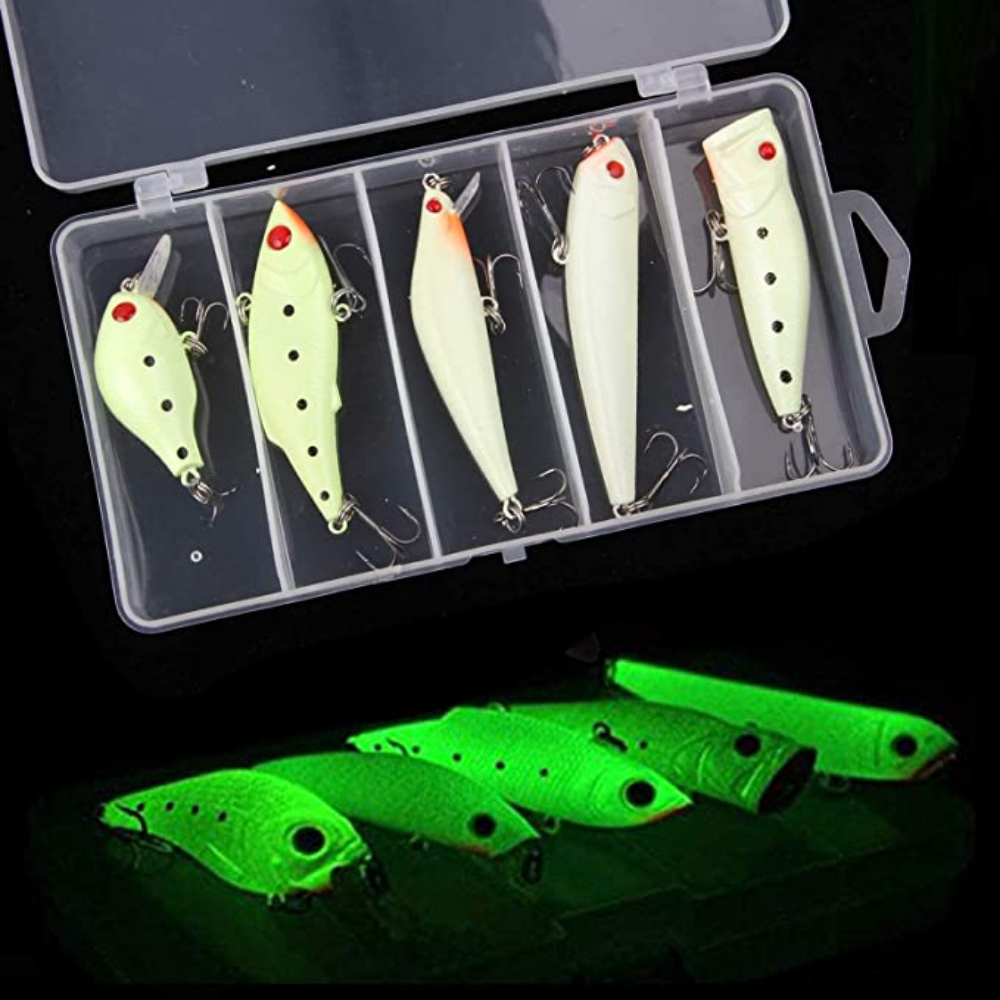 Hard Body Night Fishing Lure Set Luminous Glow in the Dark 5