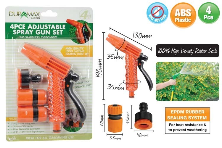 4pce Adjustable Hose Spray Gun Set