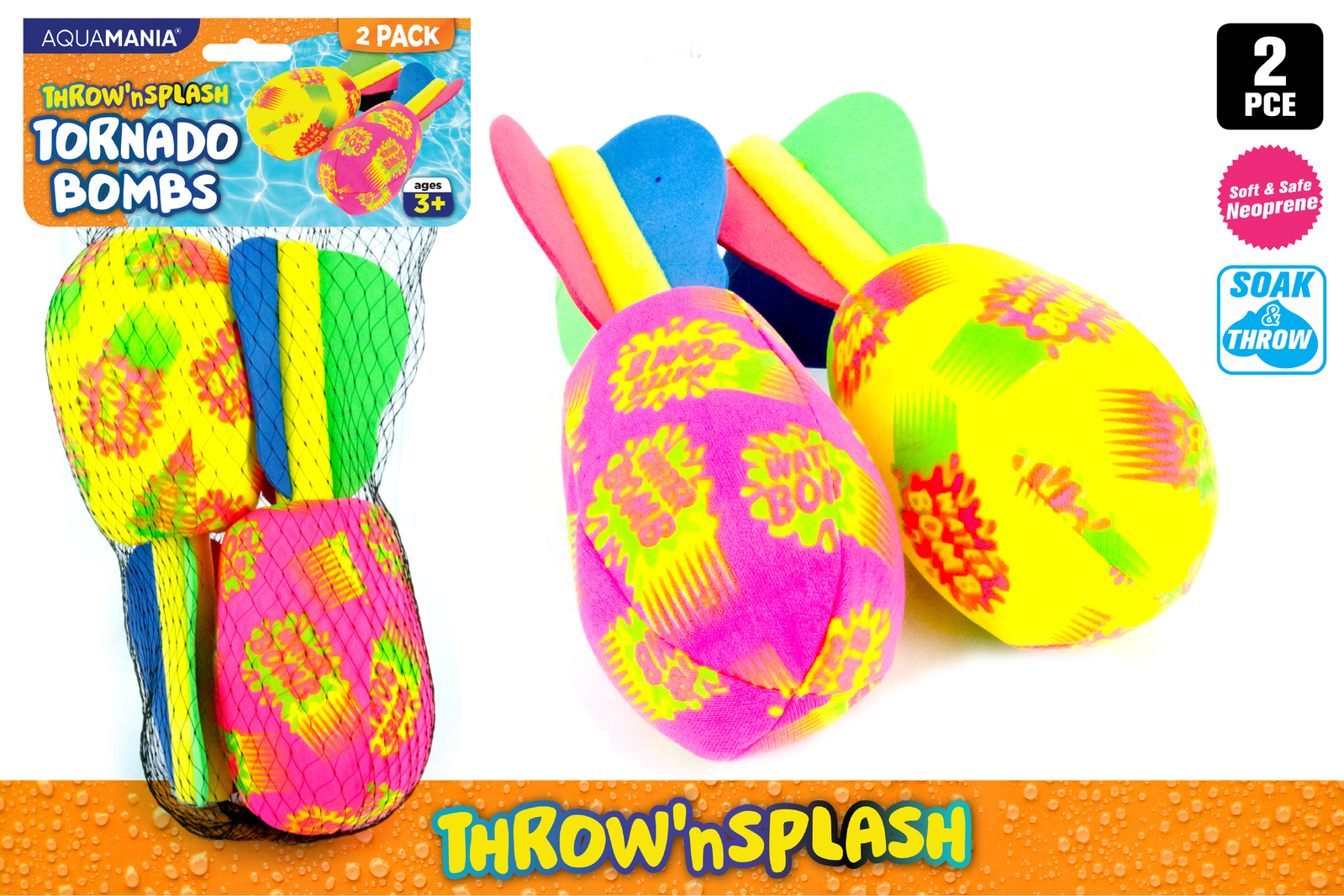 2pce Water Splash Bombs 20cm Outdoor Sport Games Balls Family Fun