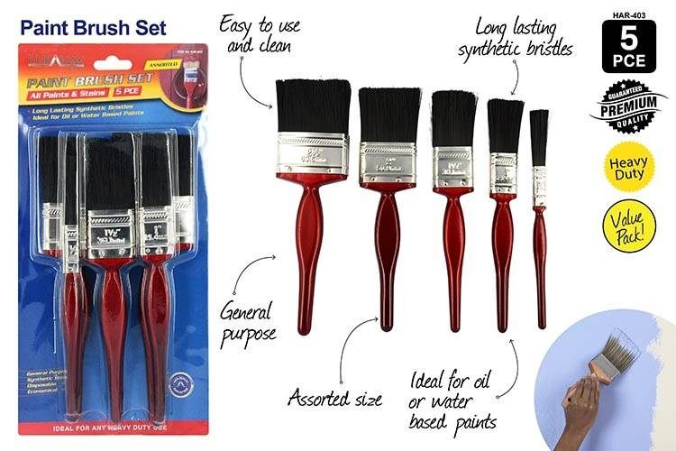 New 5pce Paint Brush Set Tool DIY Projects Carpentry Trade Quality