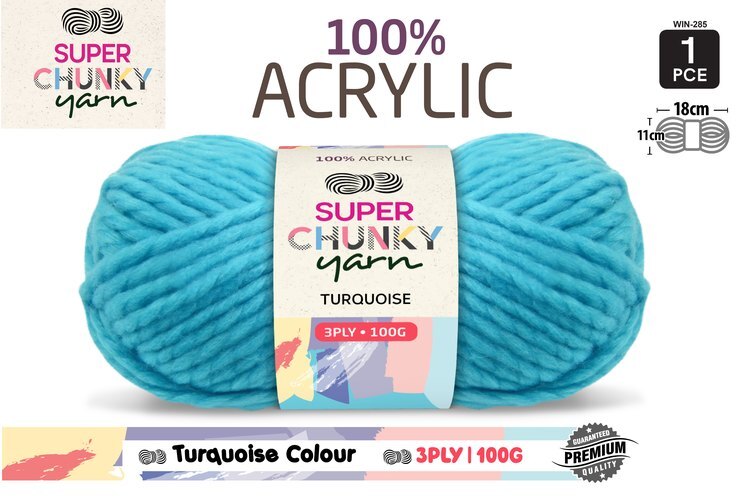 Turquoise Knitting Wool Yarn 100g 3 Ply 1 Roll 100 Acrylic