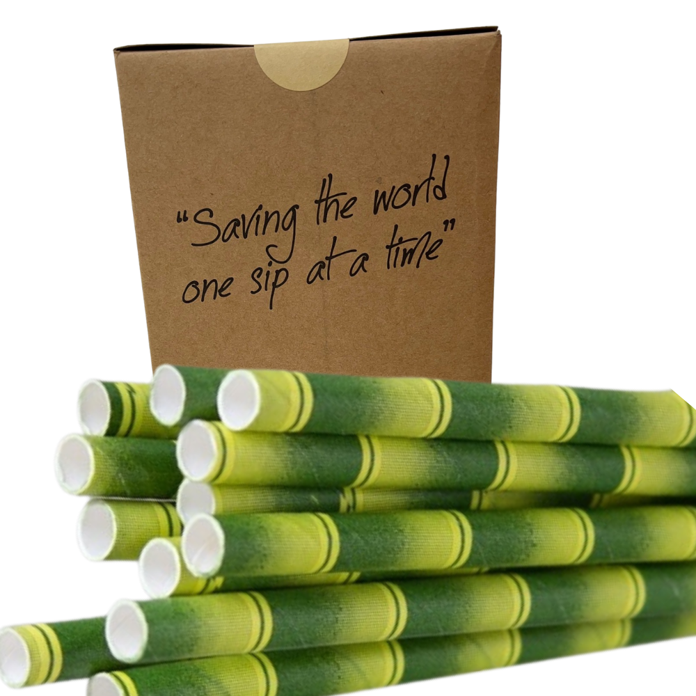 250pce Commercial Grade Jumbo Paper Straws 235mm x 8mm Eco Friendly Recyclable