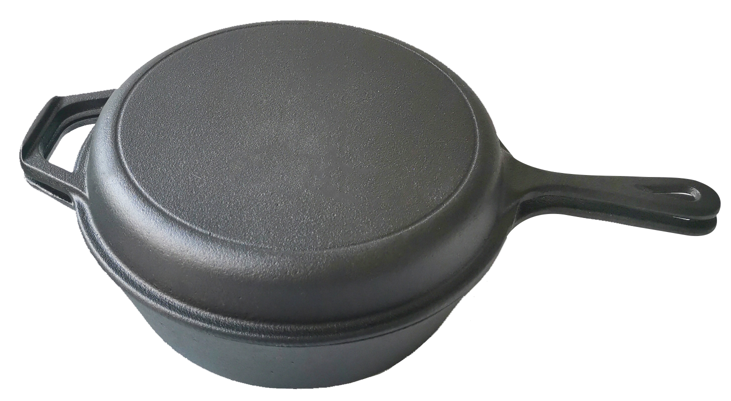 Combo Cooker Cast Iron Camp Pot & Pan 3L Capacity