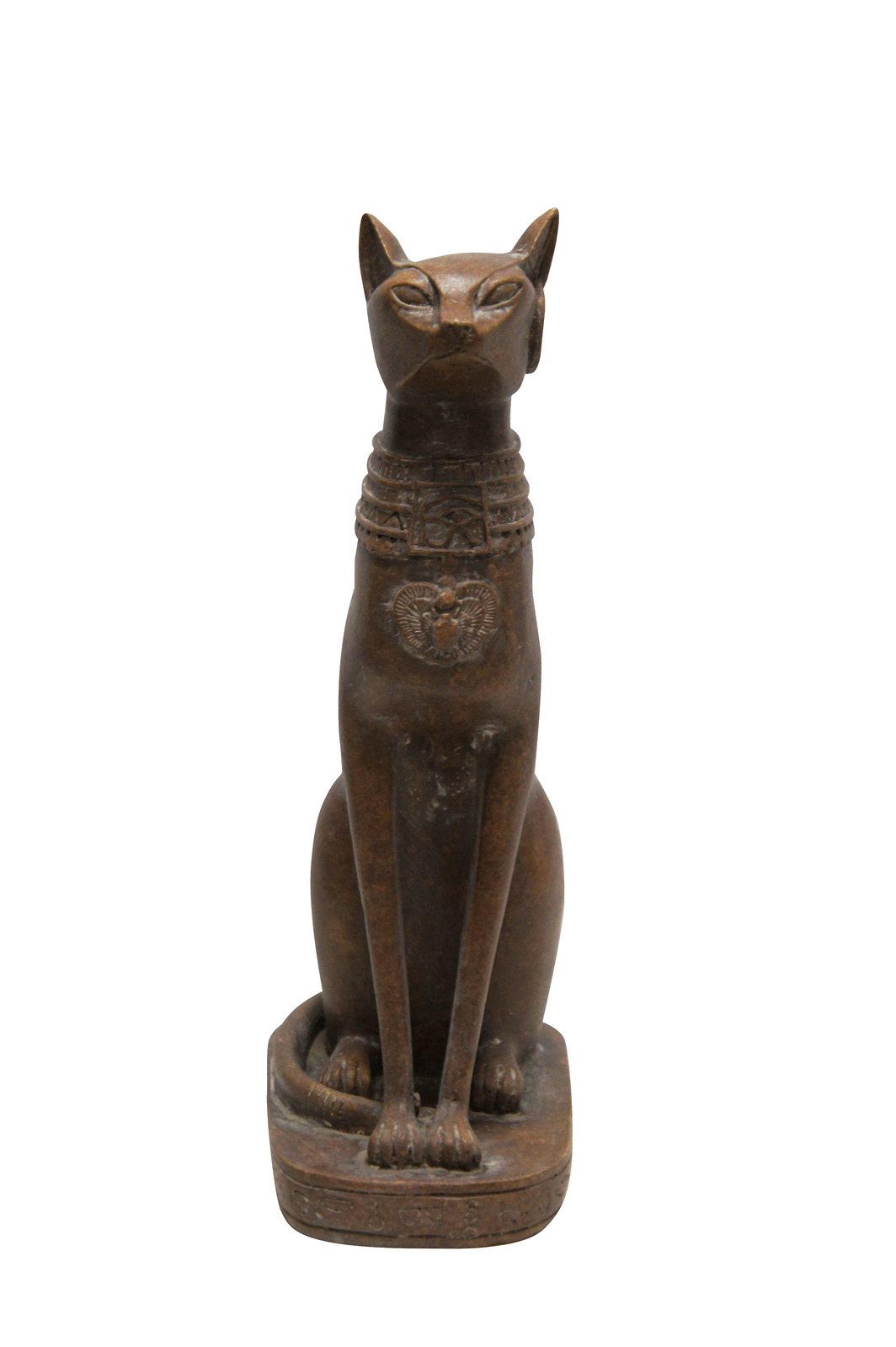 1pce 37cm Tribal Cat Statue Antique Finish Design Resin Stylish Home Décor 