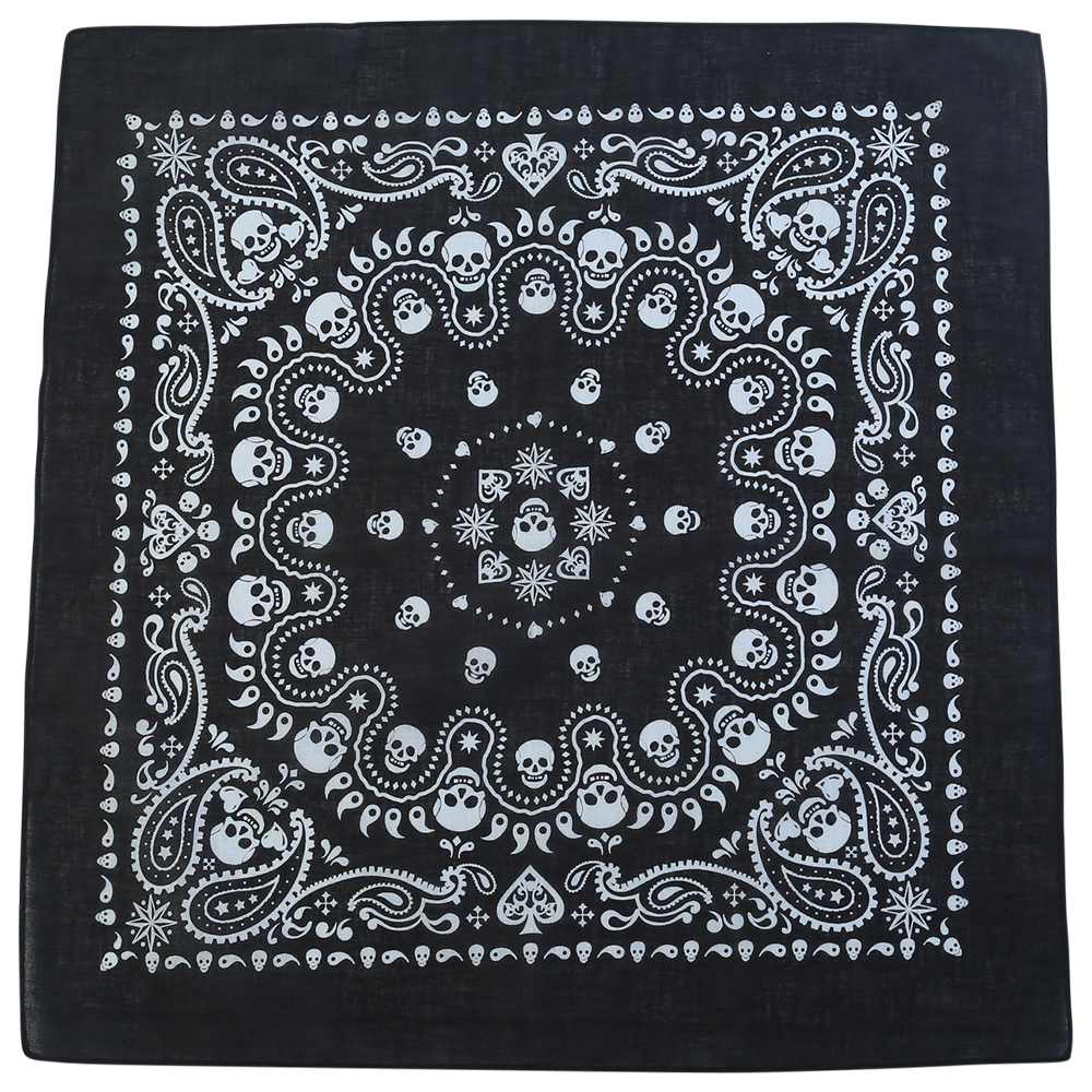1pce Bandana 54x54cm BLACK AND WHITE BANDANA WITH Red Rose Design