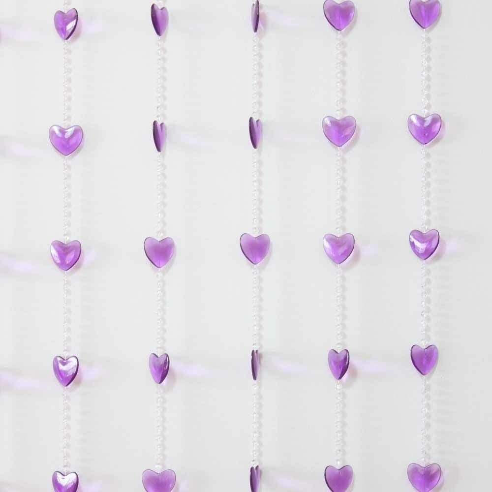 90x180cm Beaded Door Curtains Purple Heart Design Mq 041