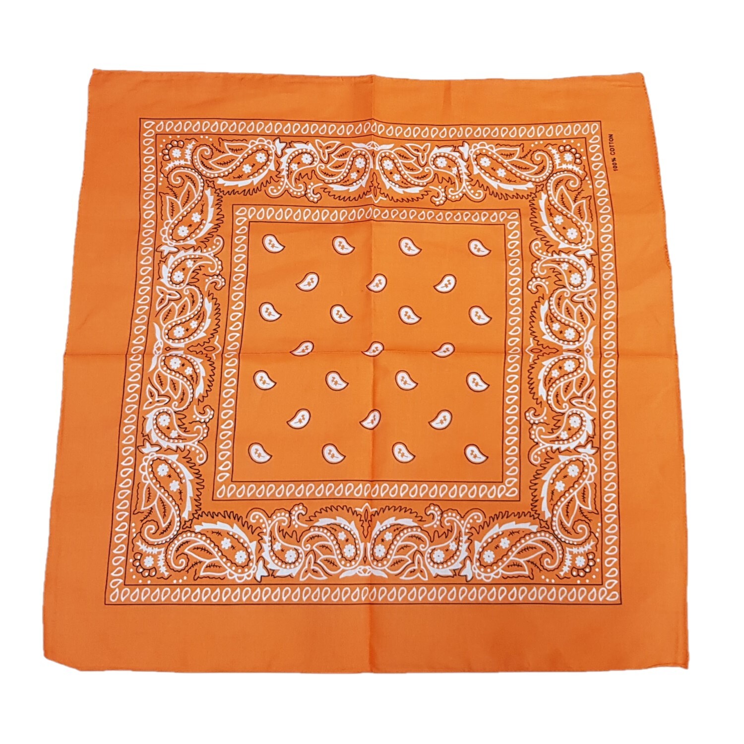 Bandana Orange Marine Paisley 1pce 54cm 100% Cotton Head Wrap Scarf