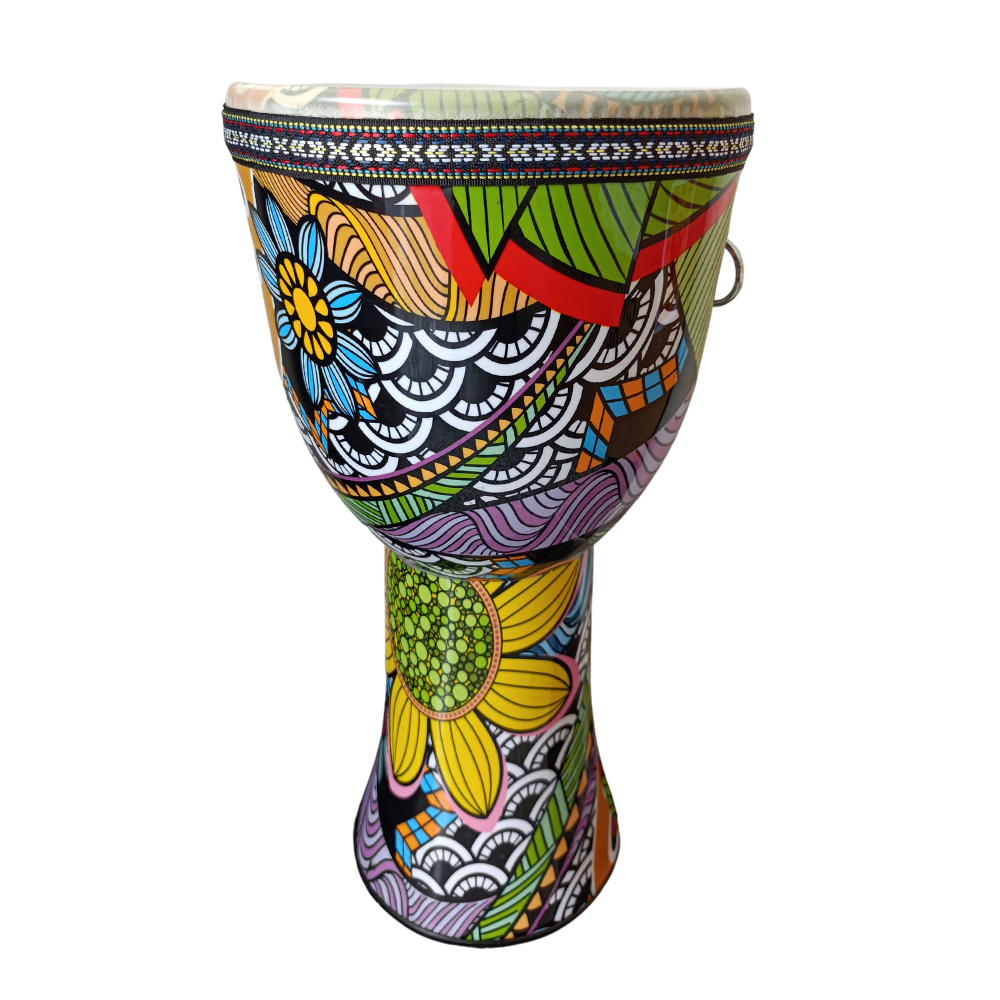 40cm Bongo Drum Spring Flowers Djembe Vegan Synthetic Skin