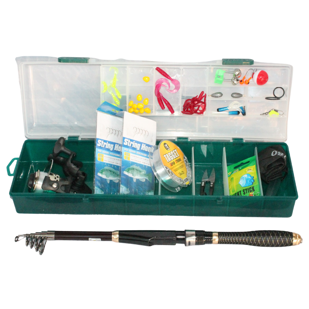 Telescopic Fishing Rod & Reel Set in Carry Case 56 Pieces Tackle