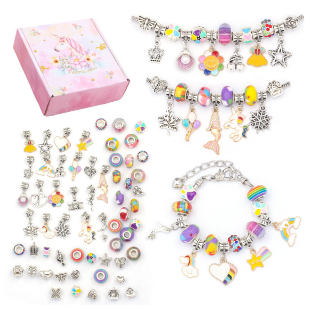 Jewellery Bracelet Making Kit Diy 56 Piece Adult Charms & Beads in Gift Box