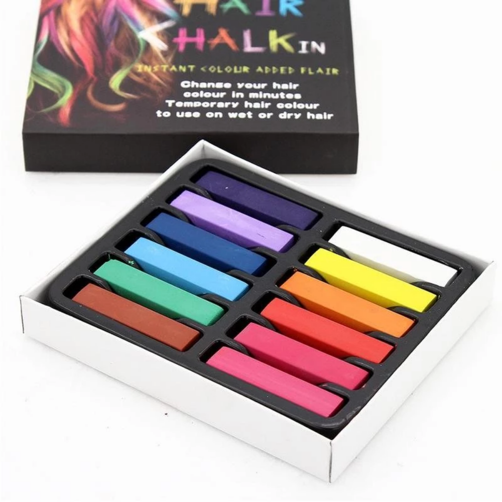 Coloured Hair Chalk Paint Set 12 Piece Set Non Toxic, Temporary Colour Dye Coloured Hair Chalk Paint Set 12 Piece Set Non Toxic, Temporary Colour Dye