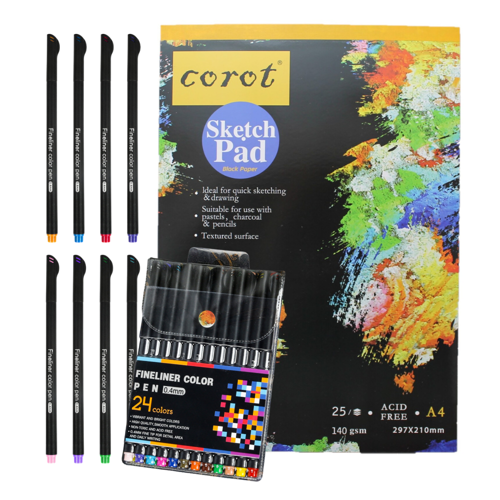 Value Deal 48pce Fine Liner Pens, Alcohol Markers and Sketch Pad