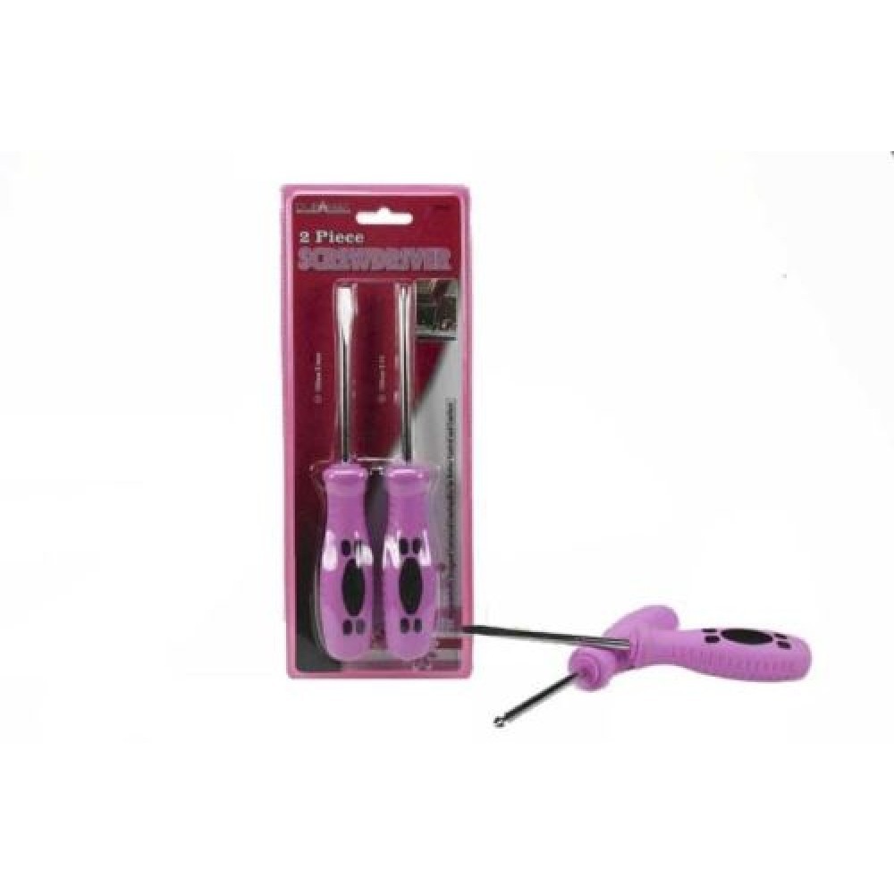 Pink 2 piece Screw Driver Set Phillips / Flat Hot Pink Range