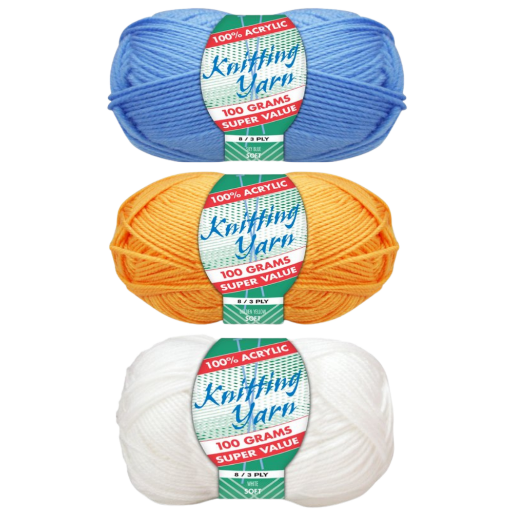 Titans Footy Team Colours Knitting Wool Yarn 100g/Roll 3 Piece 100 Acrylic