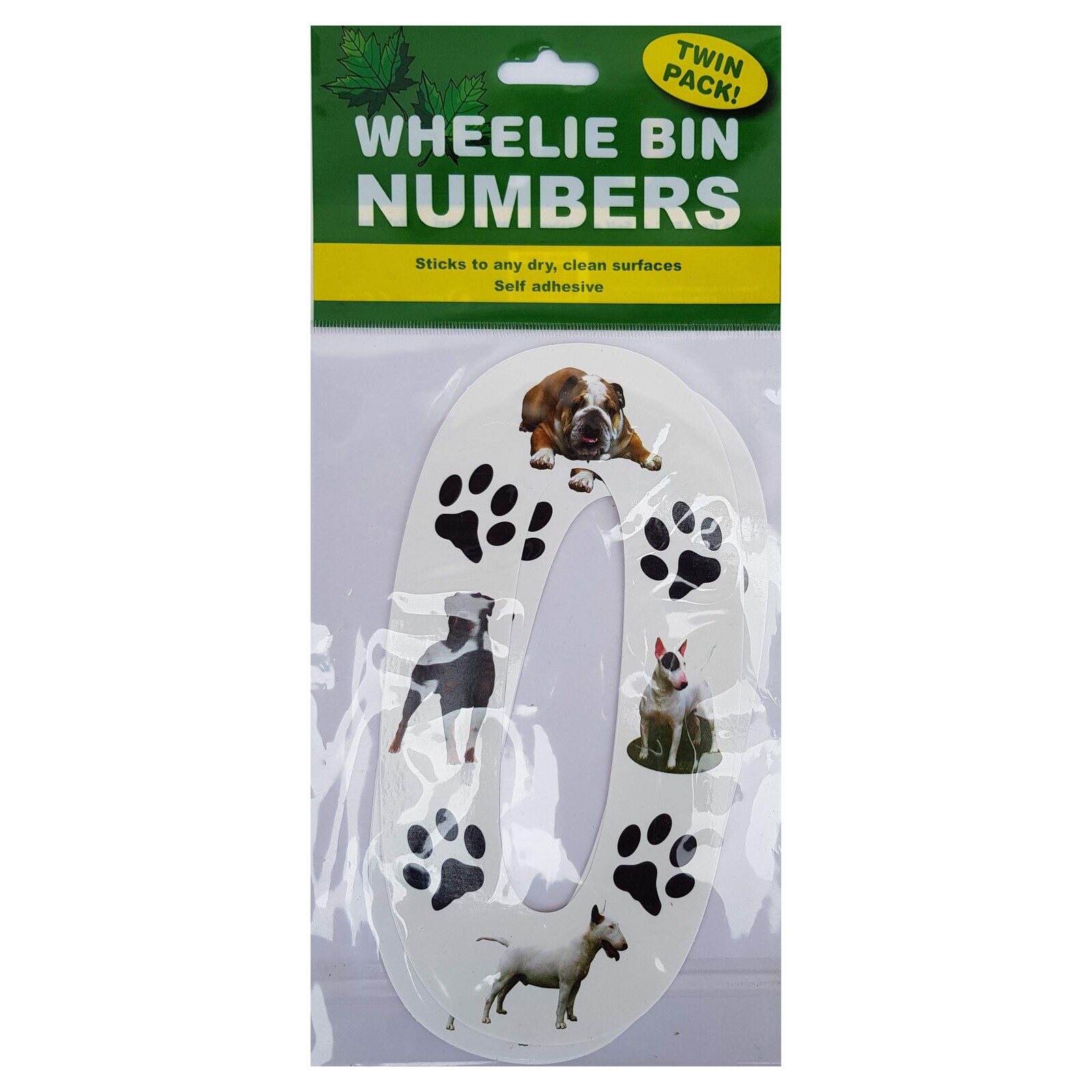 2pce Dog Wheelie Bin Number Stickers Twin Pack Paw Prints Adhesive Waterproof