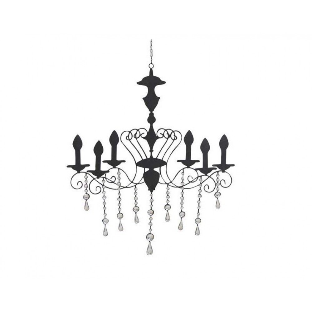 68cm Black Metal Wall Art With Acrylic Gems Chandelier