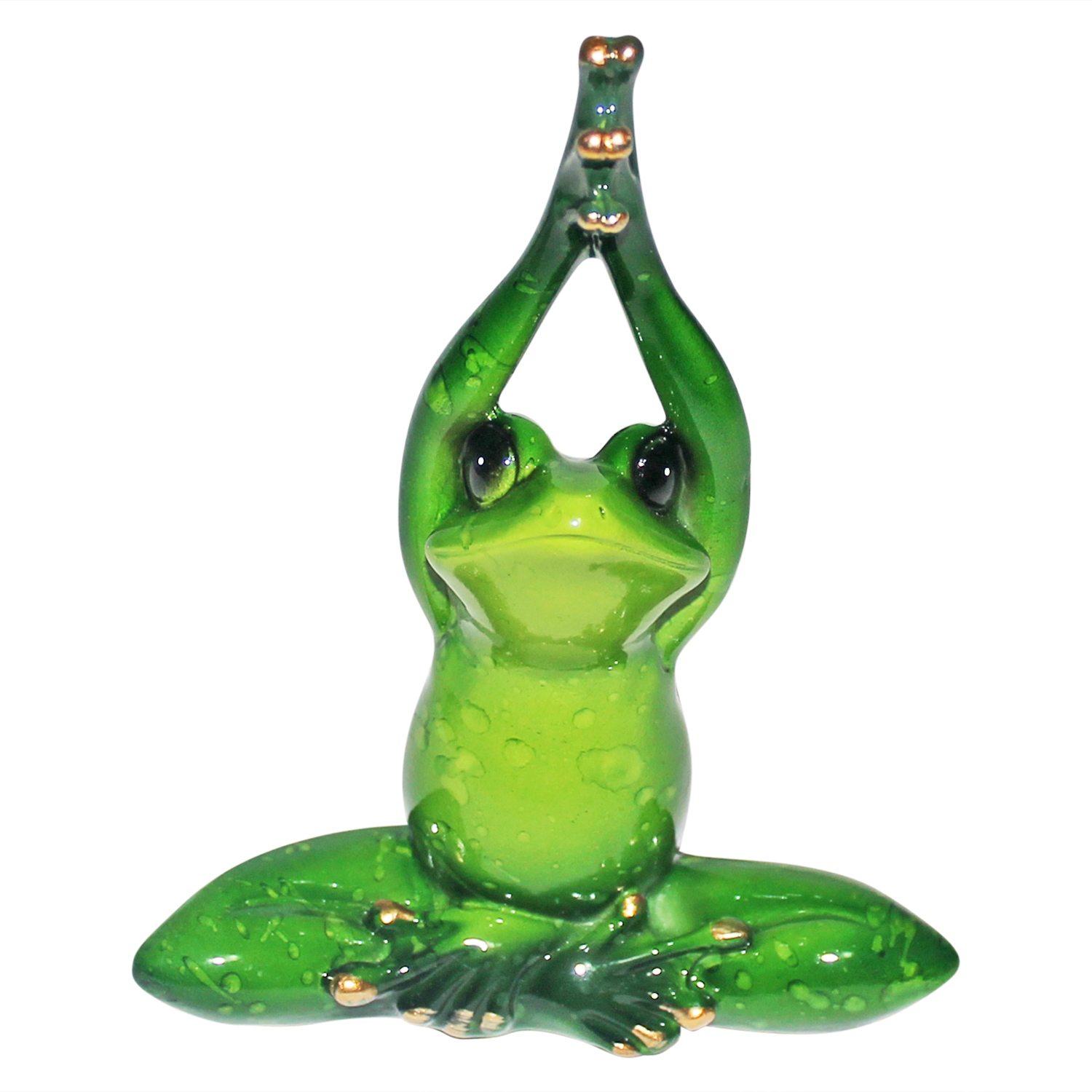 Yoga Posing Frog Figurine Collection, Glossy Marble Green