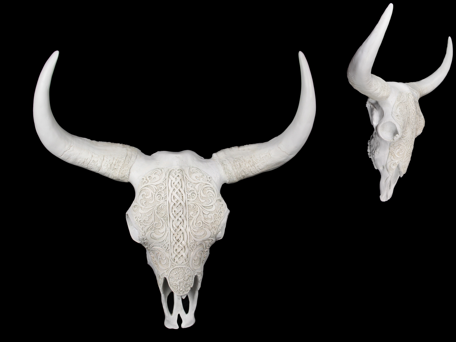 43cm White Carved Artificial Cow Skull, Realistic Wall