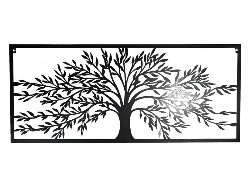 99cm Tree Of Life Metal Wall Art Black Rectangle Easy Hanging Outdoor Safe - White Metal Tree Of Life Wall Art
