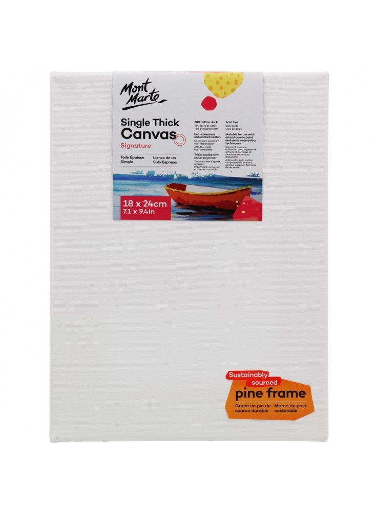 Mont Marte Canvas 18cm x 24cm Thin Single Thick Studio Stretched Frame ...