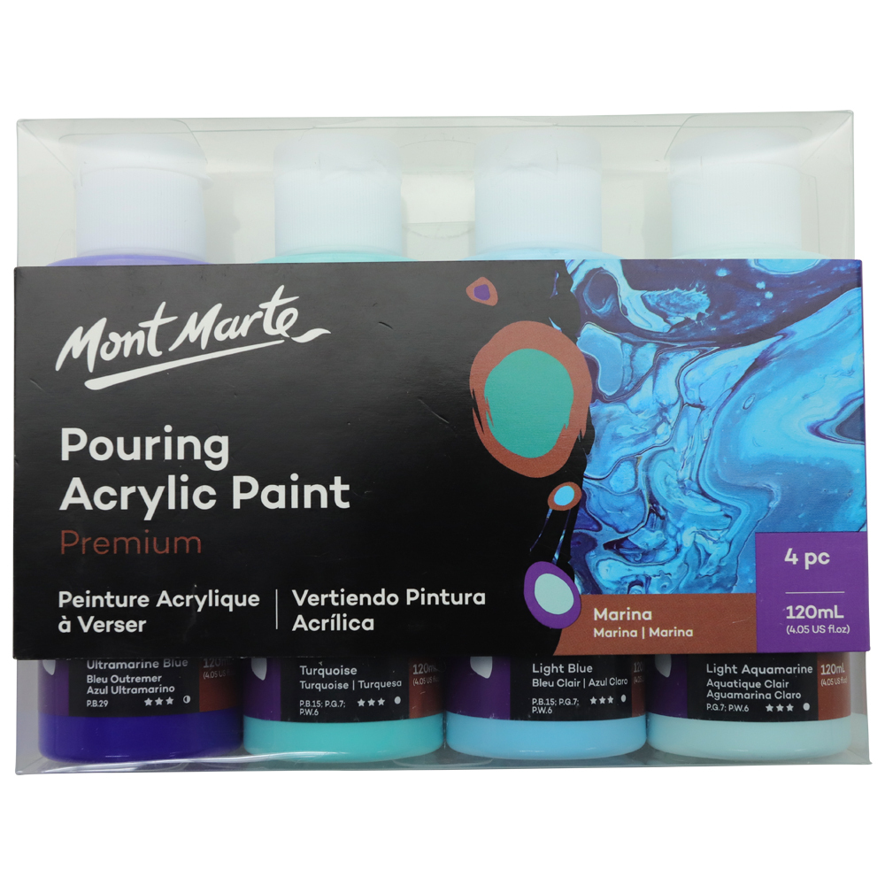 Mont Marte Pouring Acrylic 120ml 4pc - Marina for Fluid Art 9328577040368 | eBay