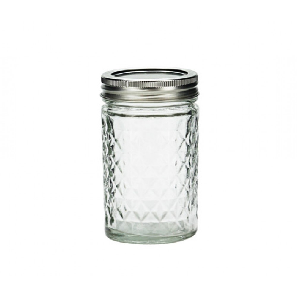 12cm Storage Glass Jar With Lattice Pattern Kitchen Decor Candle