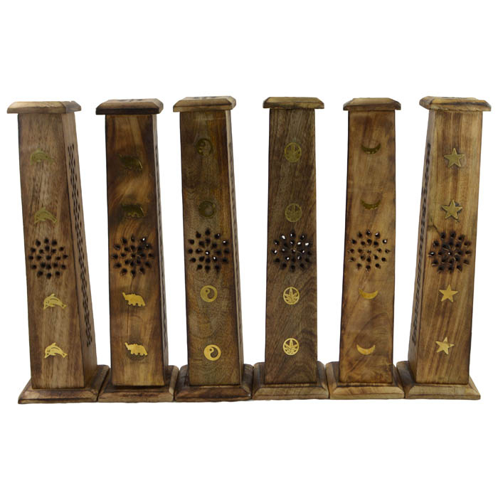 Incense Tower Design for Sticks or Cones with Brass Inlay Design