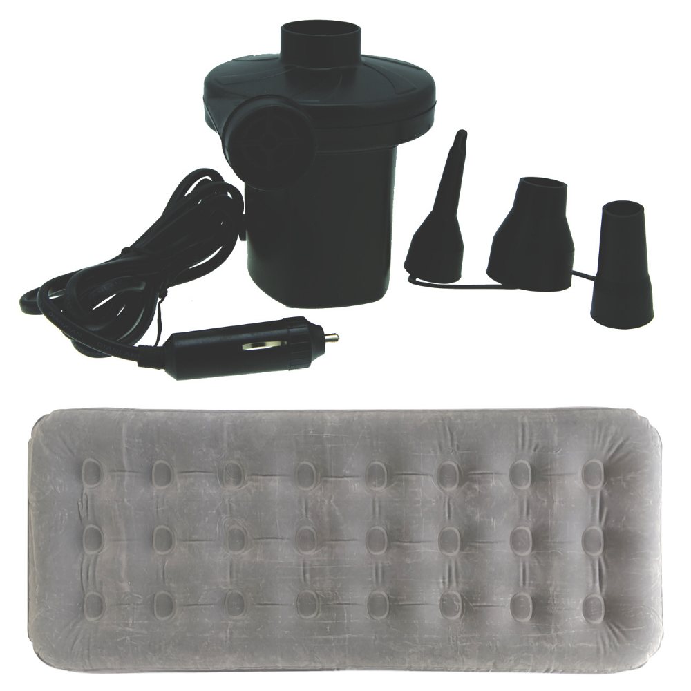 Single Coil Beam Flocked Air Bed Mattress 185x74x23cm Easy Inflate, Silver