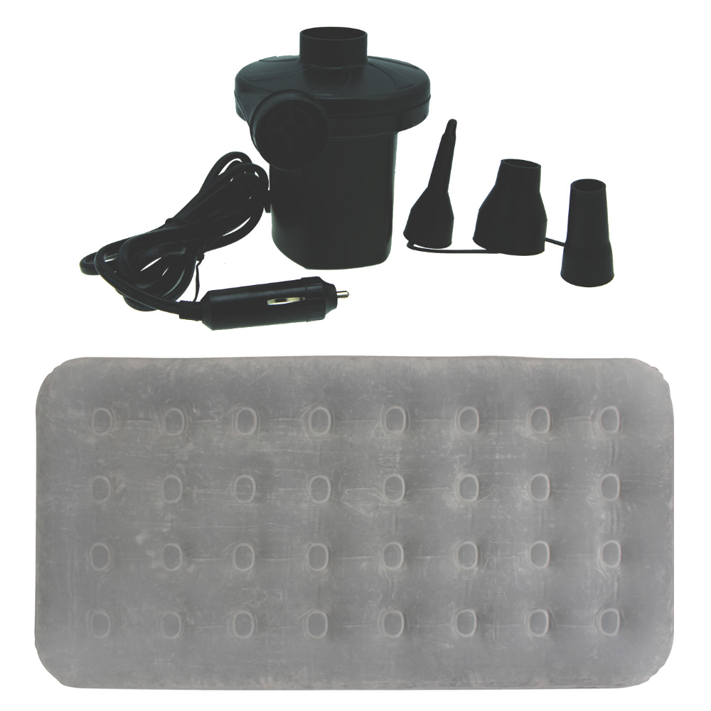 Twin Coil Beam Flocked Air Bed Mattress 188x99x23cm Easy Inflate, Silver